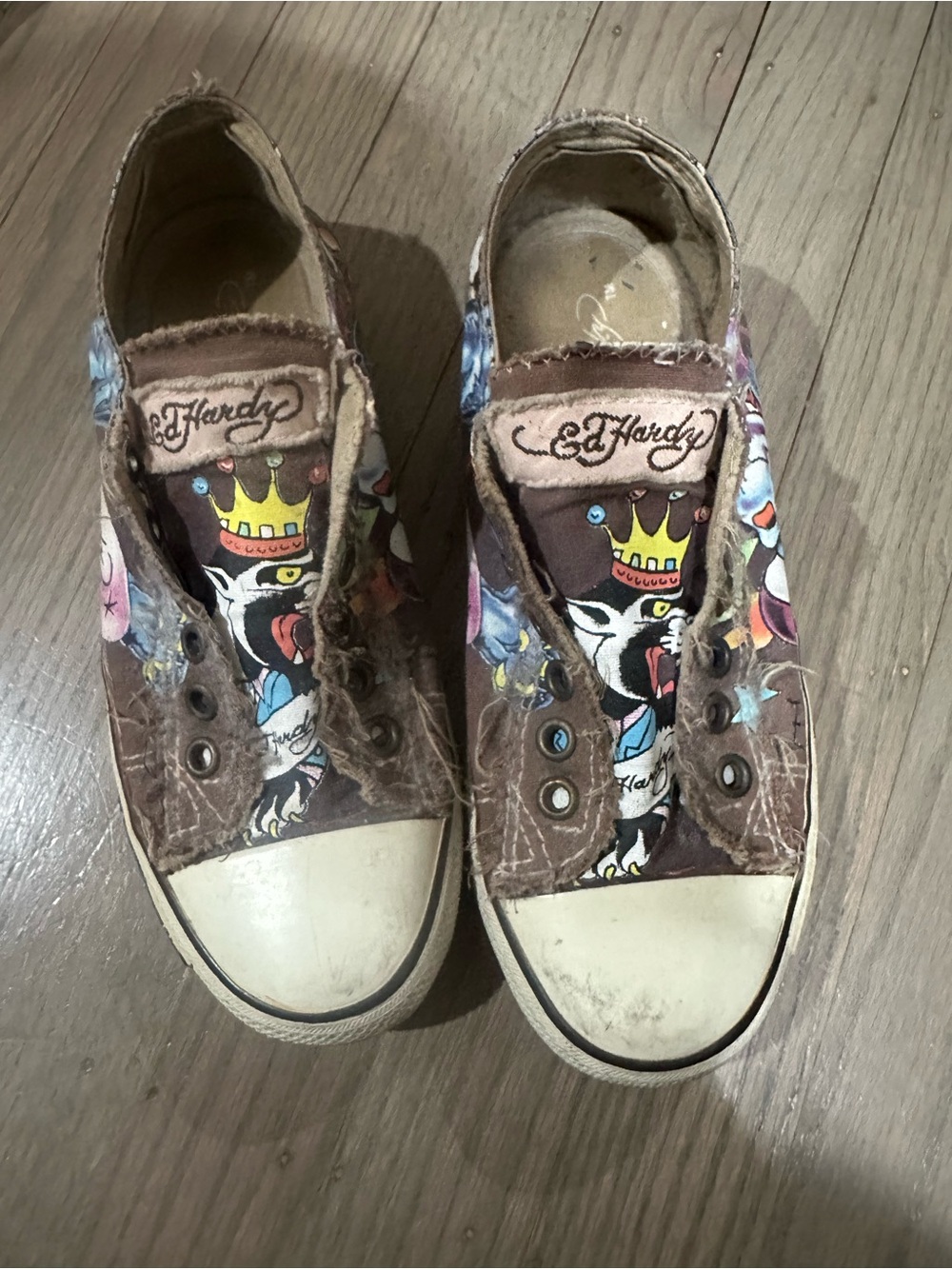 Ed Hardy Graphic Slip-On Canvas Sneakers - Multicolor